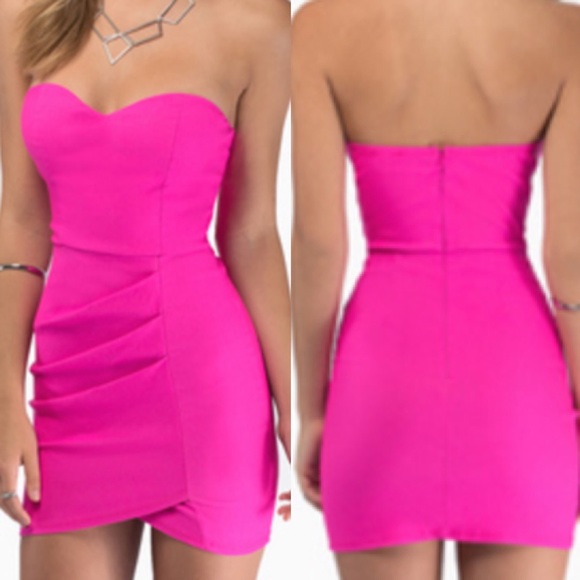 pink strapless bodycon dress