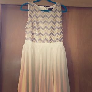 Forever 21 Cream Chevron Sequin Dress