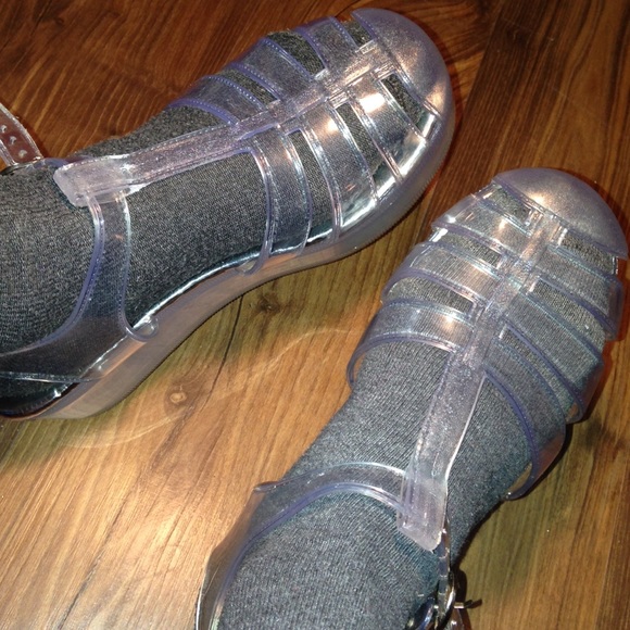 Transparent pvc platform jellies sandals