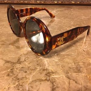 Authentic Vintage Chanel Round Tortoise Sunglasses