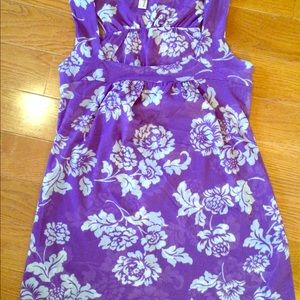 Purple Mesh Floral Tank Top