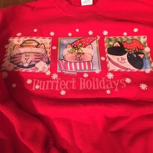 Red Cat Christmas sweat shirt