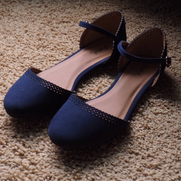 Navy Flats with Straps