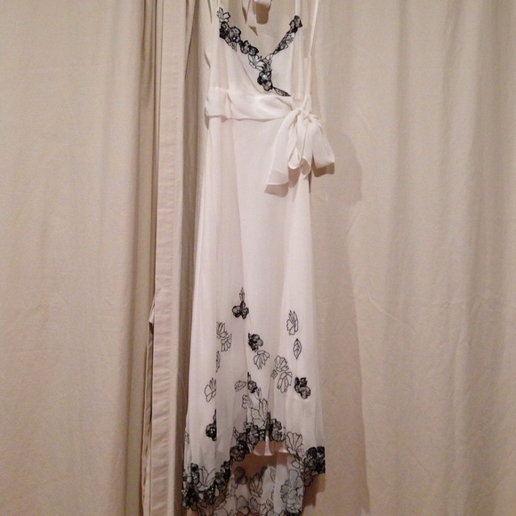 White embroidered BCBG halter dress