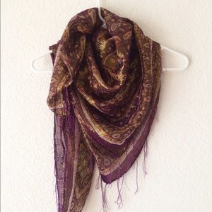 Vintage Purple and Gold Paisley Gypsy Scarf