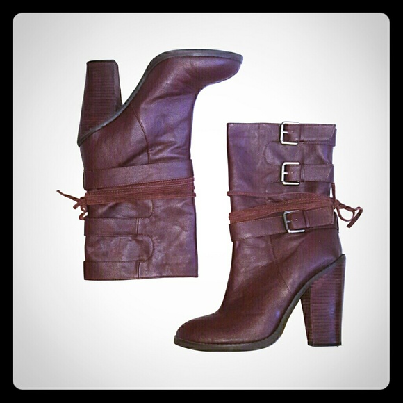 SALE!! Deep maroon buckle boots