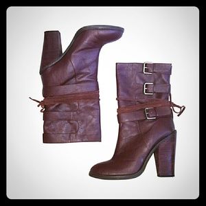 SALE!! Deep maroon buckle boots
