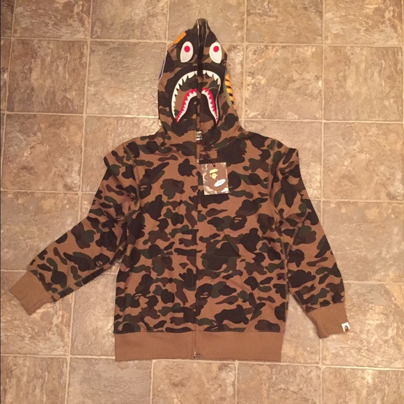 Bape Green Camo Shark Hoodie