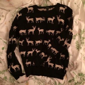 Black and Cream Deer Christmas Sweater