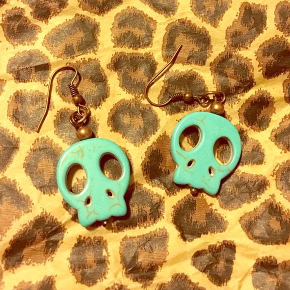 Turquoise skull earrings