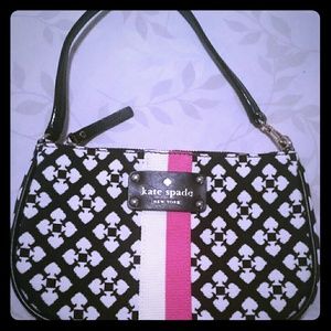 Sold sold Black & white with hot pink Wristlet