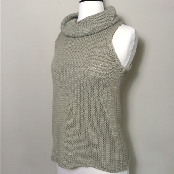 Cowl neck sage sweater sleeveless Jeanne Pierre S - Picture 1 of 4