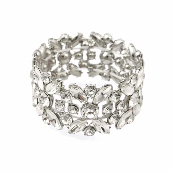 Handmade Flower Rhinestone Crystal Cuff
