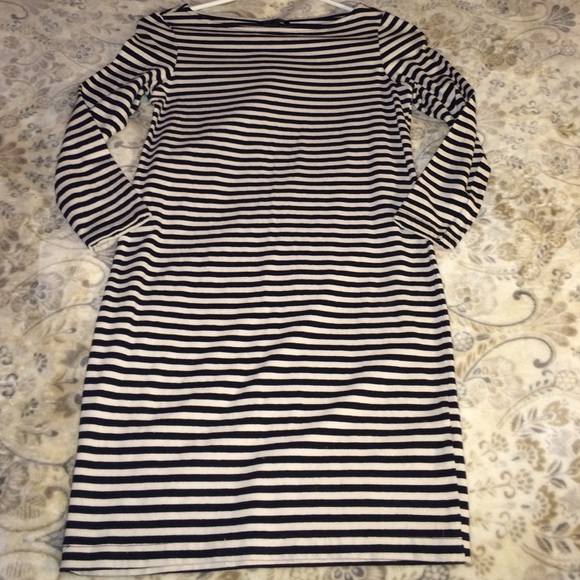 H&M black and ivory striped 3/4 sleeve mini dress