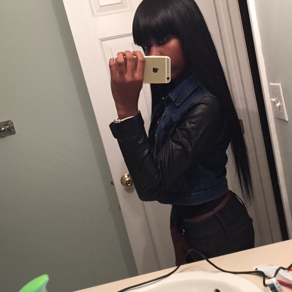 Jean jacket with leather sleeves! - Picture 2 of 4