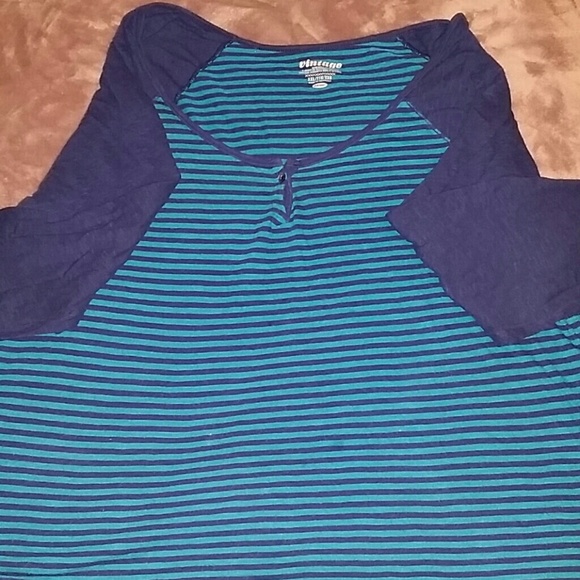 Navy Blue stripped Baseball tee
