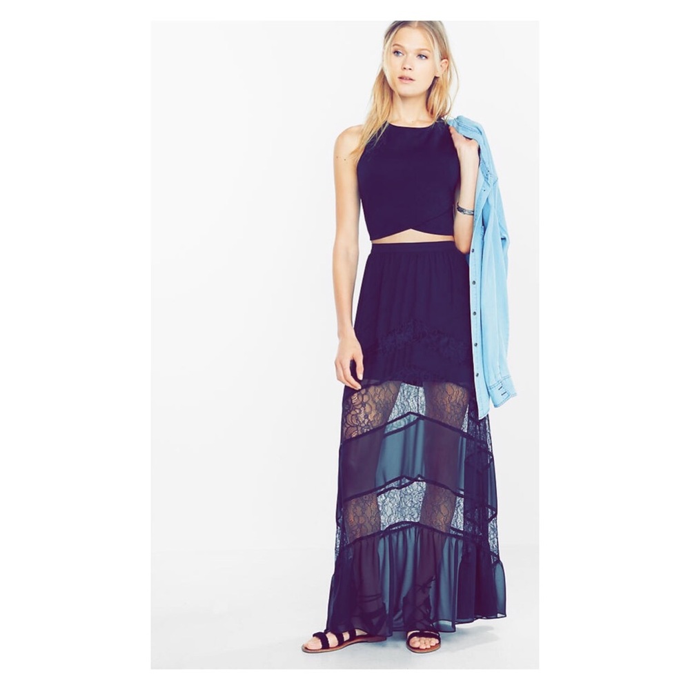Billabong Tiered Lace Maxi Skirt