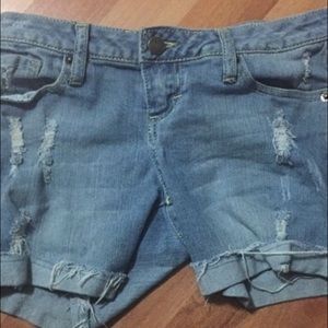 Light wash jean shorts