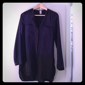 Black and navy long sleeve long shirt