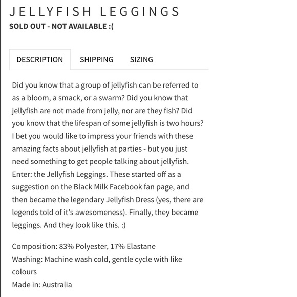 Blackmilk Jellyfish Leggings in M - Picture 4 of 4