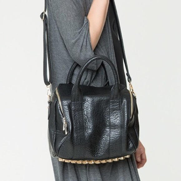 Brandy Melville black Mini bottom studded satchel