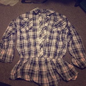 Black and white half sleeve blouse