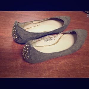 Studded charcoal grey pointed flats