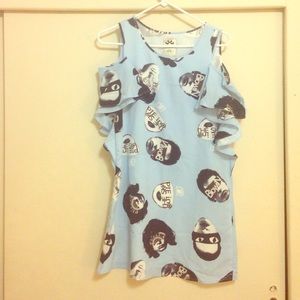 Baby blue shoulder cut dress