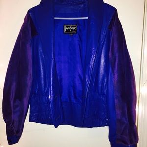 RARE 80's Retro Blue Leather Jacket Gio de Giorgio