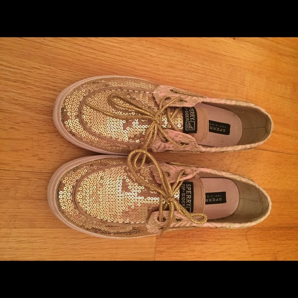 Gold Sparkle Sperrys! Size 4.5