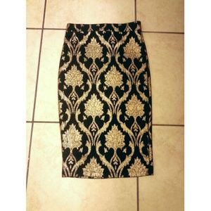 Black and Gold Pencil Skirt