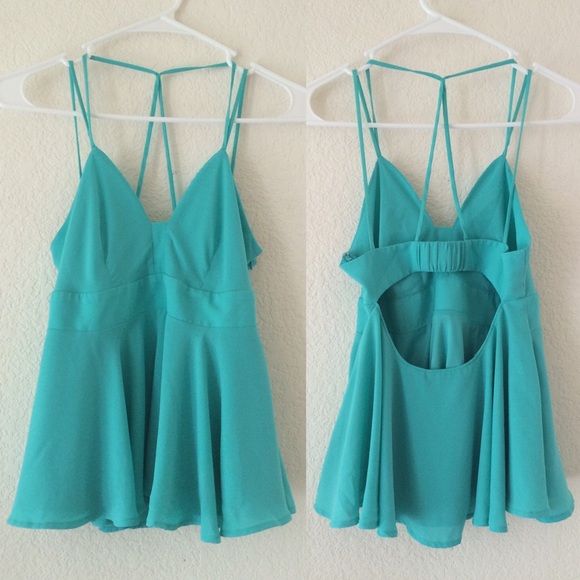 Turquoise Flowy Chiffon Babydoll Top