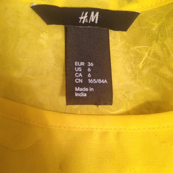 H&M Sheer Scalloped Yellow Top - Size 6 - Picture 2 of 4