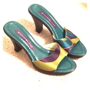 Bandolino, 6 1/2, multi color, low heel, peep toe