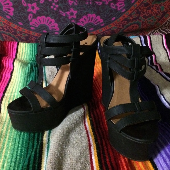 Charlotte Russe Black Wedge Heels