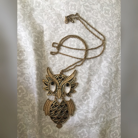 2000s Antique Owl Charm Long Necklace - Picture 2 of 4