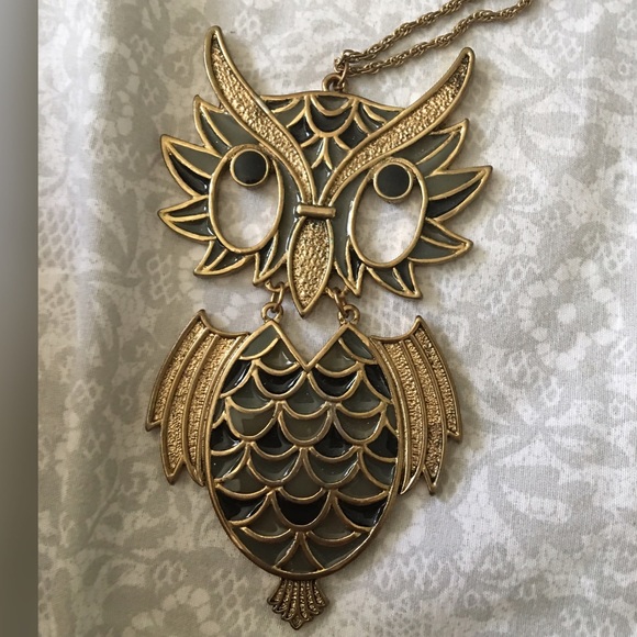 2000s Antique Owl Charm Long Necklace - Picture 4 of 4