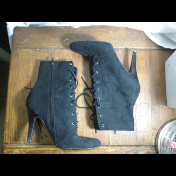 Black lace up booties from Worthington