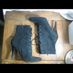 Black lace up booties from Worthington