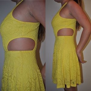 Dresses - Yellow Lace Cutout Spring Dress Dresses - Yellow Lace Cutout Spring Dress