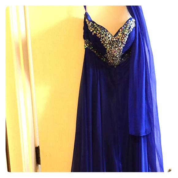 Royal blue long prom dress