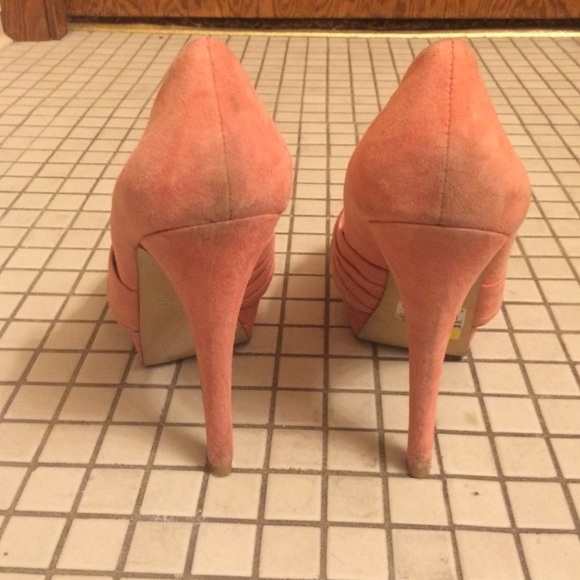 Aldo peachy melon suede peeptoe platform heels - Picture 3 of 4
