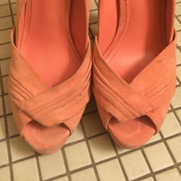 Aldo peachy melon suede peeptoe platform heels - Picture 4 of 4