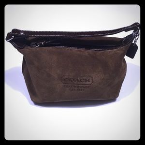 Coach dark brown suede mini bag