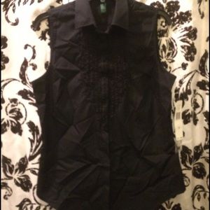 Ralph Lauren ruffled button up sleeveless top