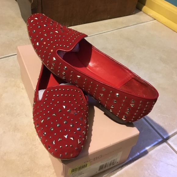 BCBGeneration fella fiery red studded flats