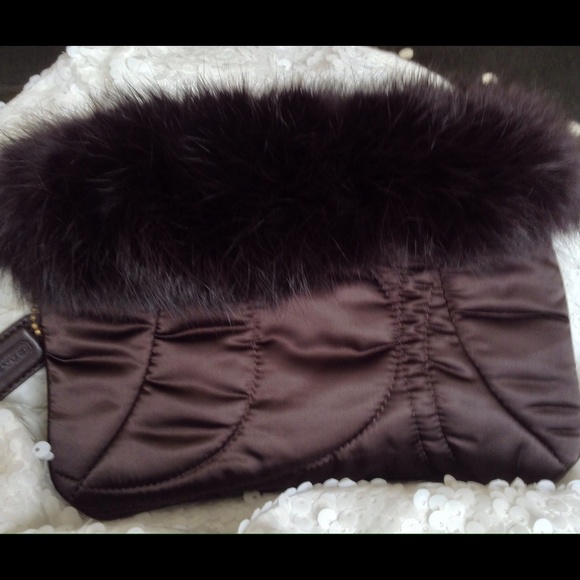 Coach Wristlet with fur detail-Dustbag included💕