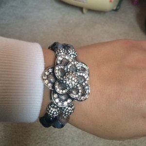 Beaded bracelet  with a crystal flower