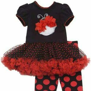 Rare Editions Lady Bug Applique Tutu Set