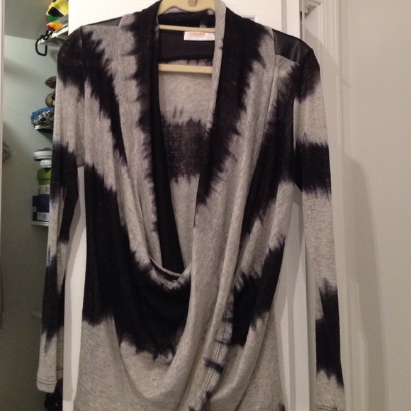 Very fun tie dye top with faux leather